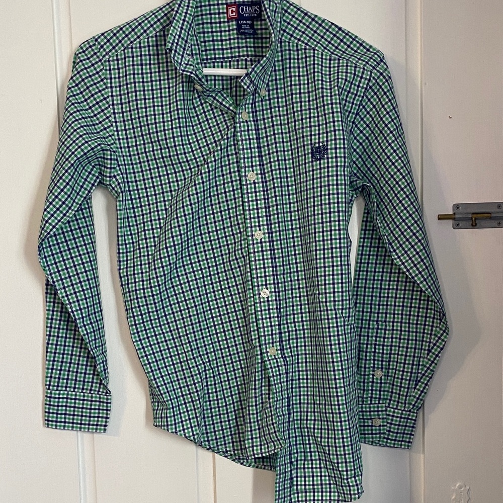 Chaps Boys Green Checkered Shirt